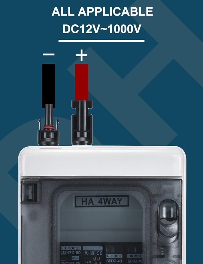 DIHOOL Solar Panel Disconnect Switch Box 40 Amp DC Circuit Breaker Box 1000V PV Combiner Box for RV