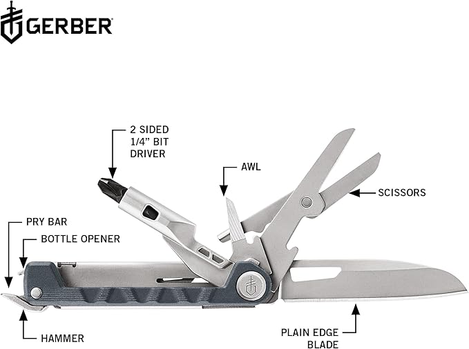 Gerber Gear Armbar Drive 8-in-1 Pocket Knife EDC Multitool with Screwdriver 2.5 Blade Urban Blue