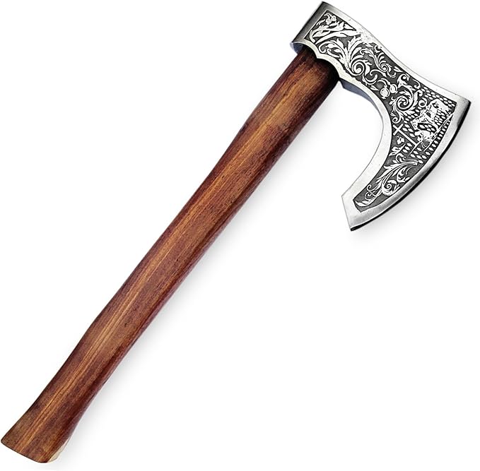 Custom Handmade Viking Hatchet Axe Carbon Steel Bearded Axe - Camping Axes - Tomahawk Battle Axe - Estwing Ax - Axe with Leather Sheath - Ideal Gift for Men Birthday for Him (9875)