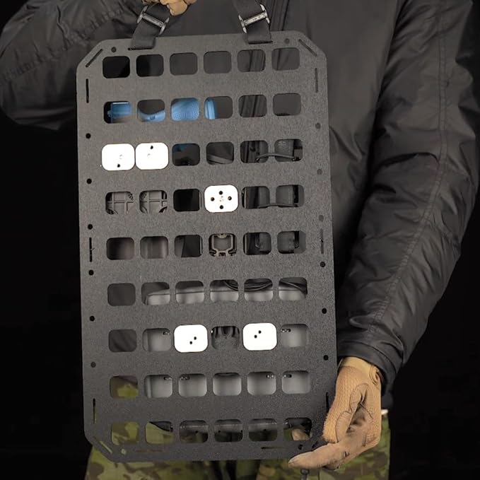 Portable MOLLE Panel Organizer Rigid Insert Backpackwith QLS Adapter Base(3 Types) for Tactical IFAK Pouch Gun Holster Holder Mount (8x12.5)