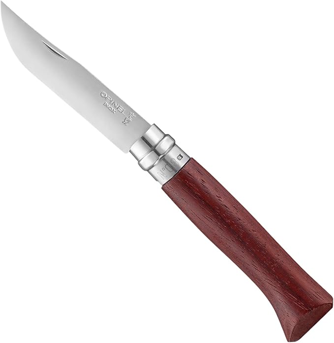 OPINEL No.06-No.09 Premium Woods Stainless Steel Folding Pocket Knife Made in France (No.08/Padouk)