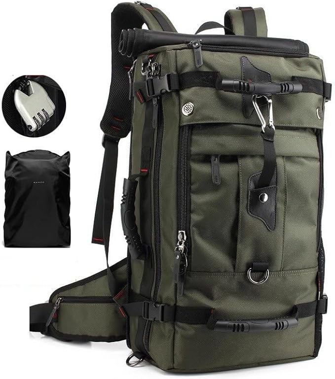 Tactical Backpack Military Molle Hiking 36-55L travel casual sporty outdoor duffel bag green (40L) rain cover