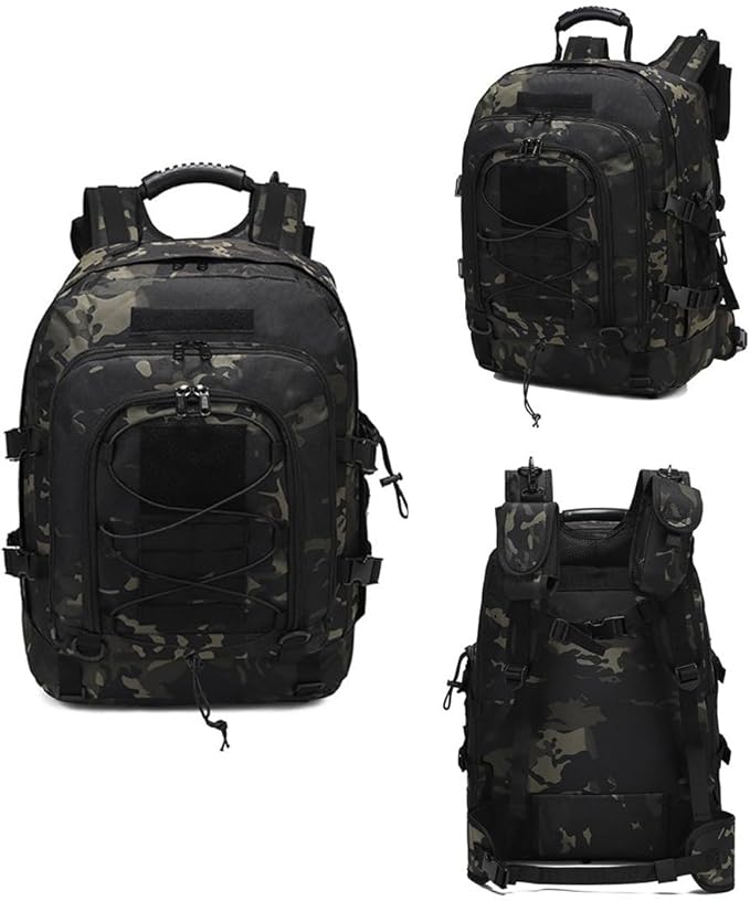 Tactical Backpack Military Army Daypack Assault Pack for Men Molle 3 Day Bag for Hiking Camping Hunting Trekking (Black CP)