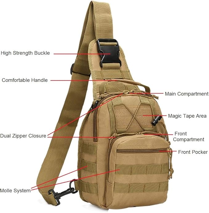 FAMI Outdoor Tactical Bag Backpack Military Sport Bag Pack Sling Shoulder Backpack Tactical Satchel for Every Day Carry (Tan 2 Packs)