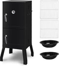 40 Vertical Steel Charcoal Smoker GrillHeavy Duty BBQ GrillsOutdoor Camping Backyard Barbecue GrillMetal Barbecue Smokerswith Thermometerfor Patio Garden Beach Porch Lawn Yard (Black)