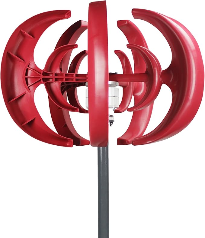 4500W Wind Turbines Generator12V 5-Blade Vertical Axis Wind Turbines Generator KitElectricity Producer Equipment Redfor Home Hybrids Streetlight Use Fast Delivery from USA Red