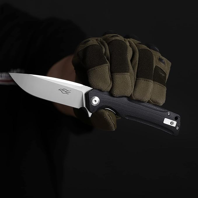 Firebird GANZO FH91-BK Ball Bearing Pocket Folding Knife D2 Steel Blade Ergonomic G10 Anti-Slip Handle with Clip Camping Fishing Hunting Outdoor Flipper EDC Pocket Knife (Black)