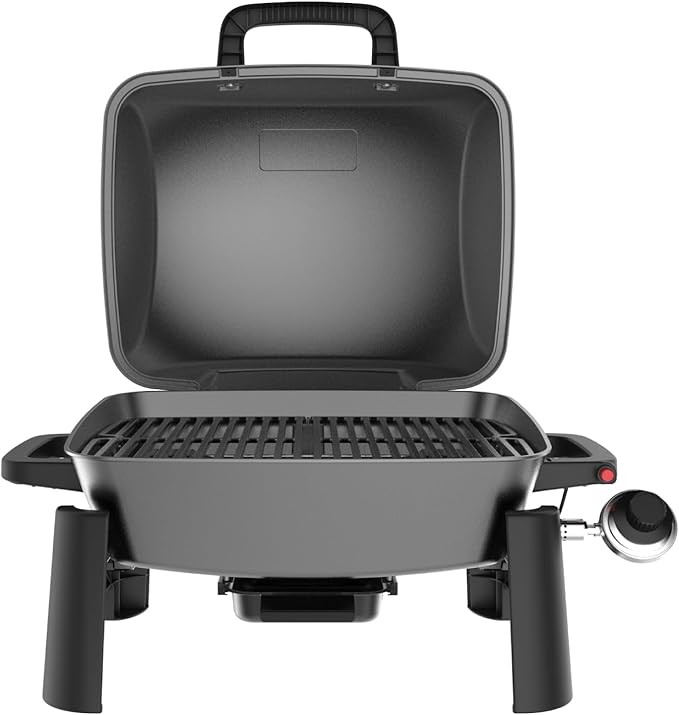 Nexgrill 1-Burner Portable Propane Gas Grill with Lid Piezo Ignition 10000 BTUs 183 SQ In Compact Tabletop Grill for Outdoor Cooking Camping Tailgating Gardens Patios and More - 820-BC002