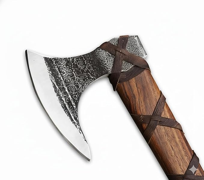 BDT 27 Ragnar Lothbrok Viking Axe Custom Handmade Carbon Steel Axe with Ash Wood Handle &amp Leather Sheath | 3.5 lbs Authentic Norse Axe | Medieval Gift for Men Viking Collectors &amp Outdoor Ent