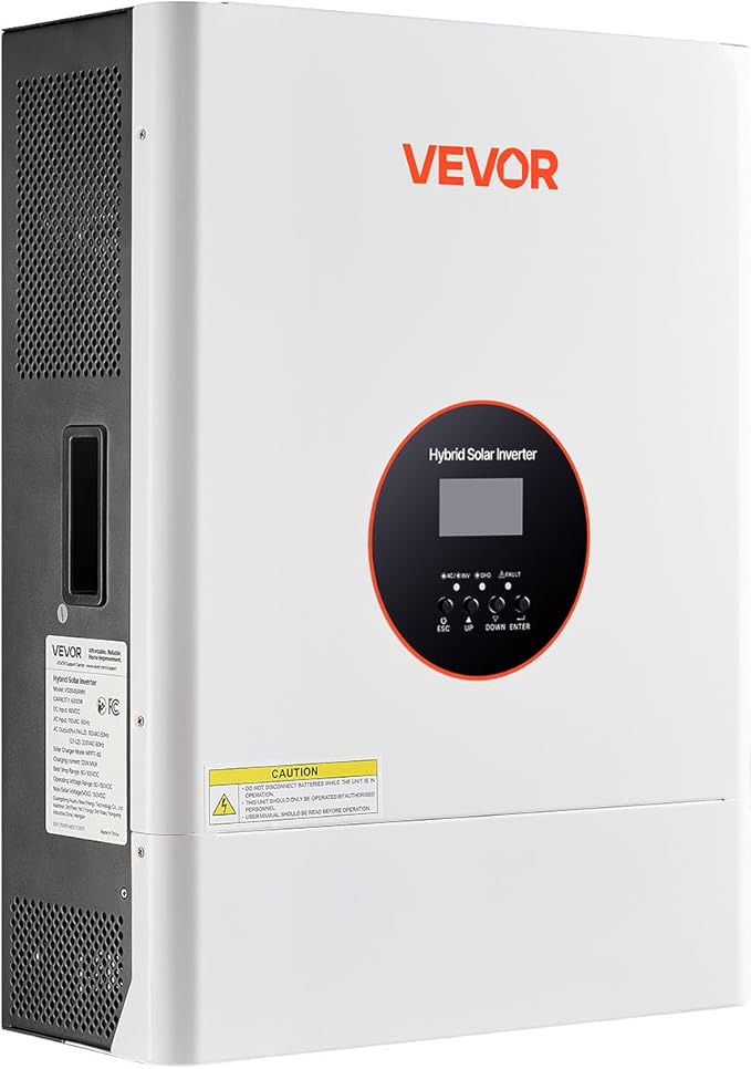 VEVOR 6400W 48V Hybrid Solar Inverter 120V/240V Split Phase Built-in 120A MPPT Solar Charge Controller Low Frequency Pure Sine Wave Power Inverter for Lead Acid Lithium Battery Off-Grid NO WiFi
