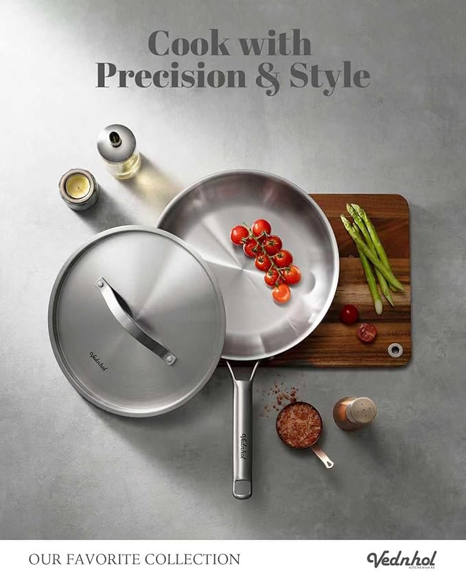 Stainless Steel Cookware Set 14 Pcs Tir-Ply Pots and Pans Set PFOA&ampPTFE Free Dishwasher&ampOven Safe Kitchen Induction Compatible ollas de acero inoxidable para cocinar