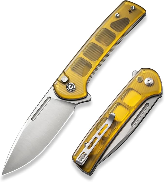 CIVIVI Pocket Folding Knife with Flipper Opener for EDC 3.48 Nitro-V Blade Ultem Handle Conspirator Knife for Outdoor C21006-5
