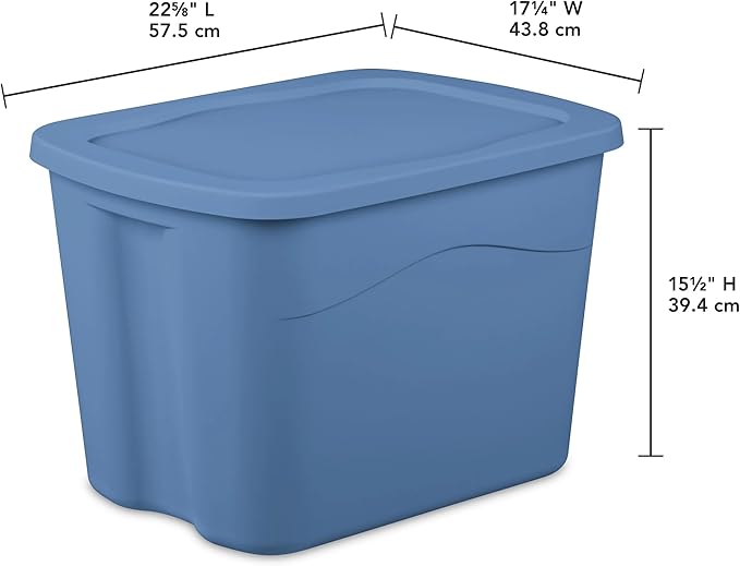 5. Stackable 18 Gallon Storage Bins 8 Pack - Light Blue Plastic with Snap-on Lids Heavy Duty Key Optimization Points