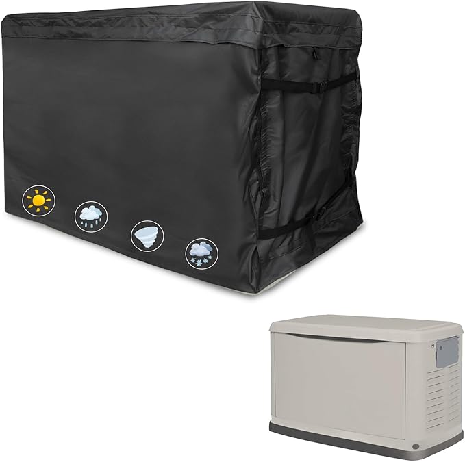 Generator CoverHeavy Duty 600D Waterproof Generator Cover for 7043 22kW Air Cooled Series Home Standby Generator Black