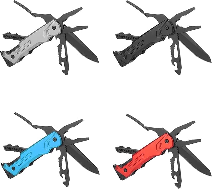 Multi Tool 10-in-1 Full-Size Lightweight EDC Camping Knives &amp Tools Multi-Purpose Pliers Folding Knife Tactical Gear Men Gift Ideas Equipment for Hiking and Outdoor Camping (4-Piece Set）