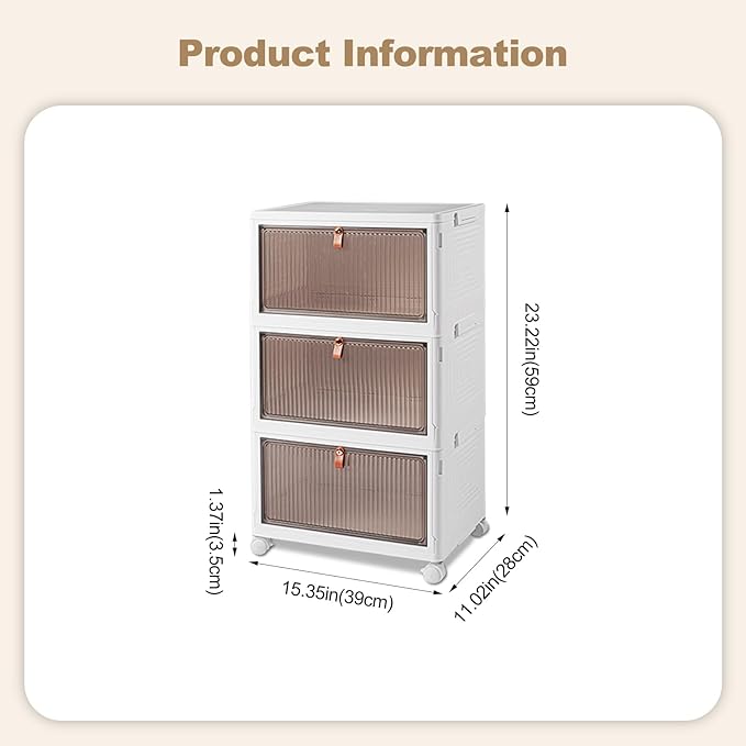 Ergocar Foldable Storage Boxes Transparent Plastic Storage Boxes with Lid Stackable Large Capacity Organiser Thick and Durable for Bedroom Wardrobe Office Garage