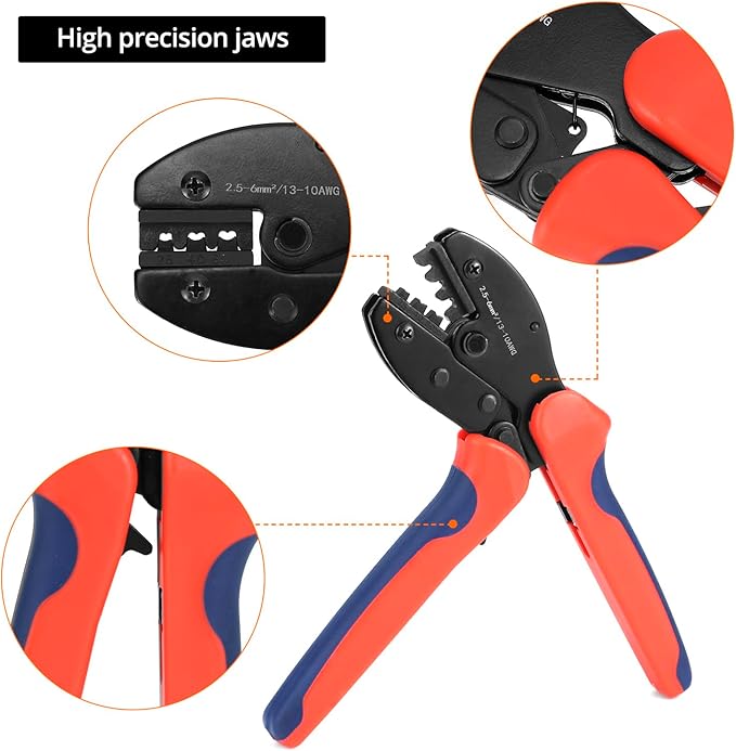 QWORK Solar Crimper Tool Kit - 13 Piece Set with High-Carbon Steel Crimper Solar Connectors Spanner Wrenches and Durable Zipper Case for Solar Panel Cable Assembly
