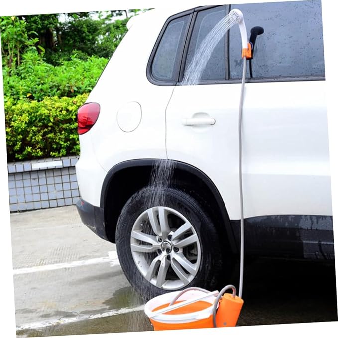 Abaodam 1Set Shower with Lighting Outdoor Camping Shower Rechargeable Battery Powered Compact Design for for Beach and Hiking Adventures Orange