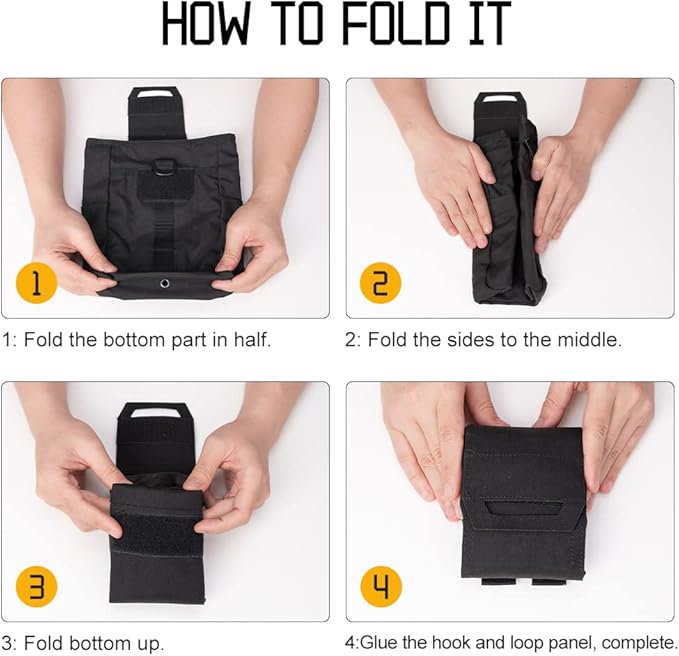 IDOGEAR Molle Dump Pouch Tactical Pouches Roll-up Drawstring Mag Pouches Foldable for Battle Belt Vest Plate Carrier Backpack Utility Folding Dump Pouch Waist Bag