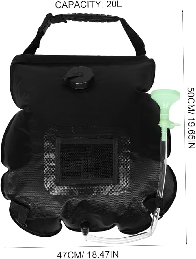 LIOOBO Portable Solar Shower Bag 20l Camping Shower Removable Hose On/Off for Outdoor Activities Beach Hiking