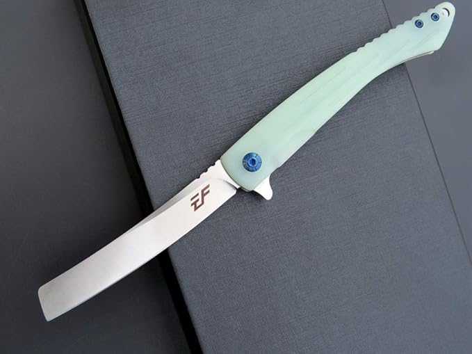 Eafengrow EF944 EDC Folding Knife D2 Steel Blade G10 Handle Reliable Locking Ball Bearing Flipper Knifes for Camping Survival Hiking (Jade)
