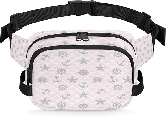 Sketch Starfish Scales Waterproof Fanny Pack for Women Men Adjustable Waist Bag with Double Zipper Pockets Lightweight Square Hip Pack for Running Travel Hiking Workout Cycling