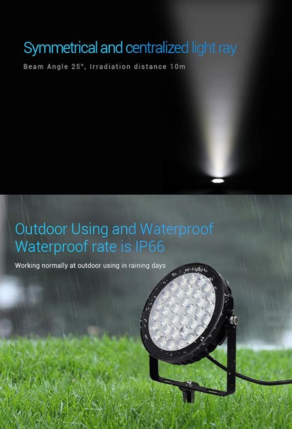 LGIDTECH FUTC05 25W RGB+CCT Outdoor LED Landscape Garden Spotlight AC100-240V Million Colors ChangingColor Temperature AdjustableMemory Function.RemoteWall PanelHub is Sold Separately