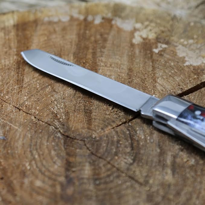 WHISKEY BENT HAT CO. Traditional Trapper Folding Pocket Knife 4.125 Closed Length 440C Stainless Steel Blades (Lone Star)