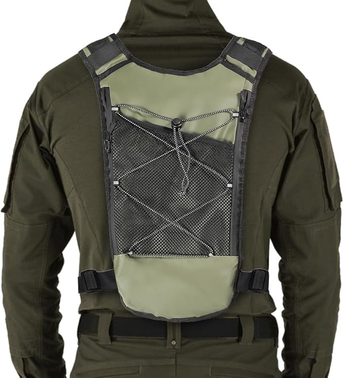 DONGKER Chest BagMulti-Pocket Hiking Travel Chest Pack with Zipper &amp MOLLE System for Hunting Cycling Climbing Fishing