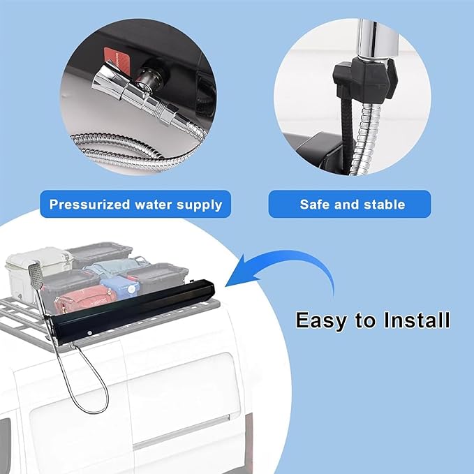 Portable Solar Heated Camping Shower with Pressurized Tank and Hose Showerhead for Outdoor Adventures Car Washing and Pet Care