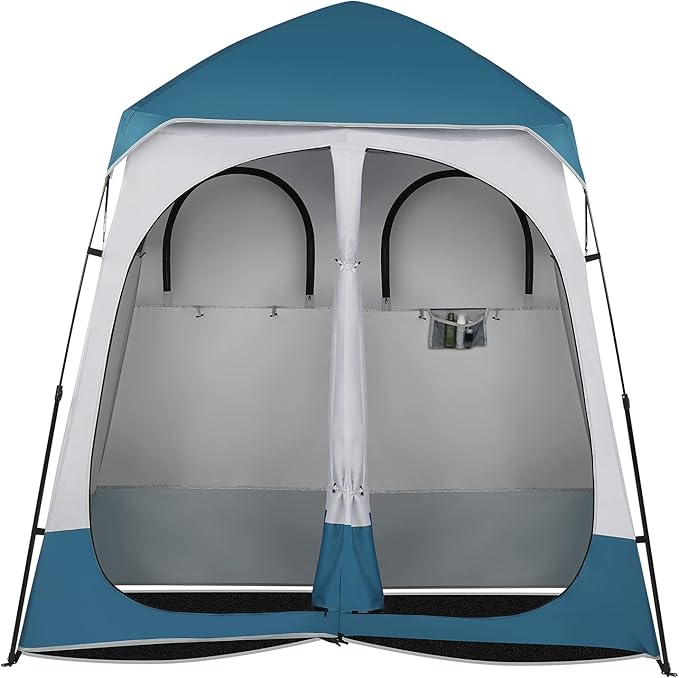 Outdoor Shower Tents Rooms Shower Tent Outdoor Pop up Changing Room Extra Wide Privacy Shelter for Camping Dressing BathroomShower Privacy ShelterPortable Camping Changing Tent Blue/White