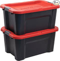 CX CRAFTSMAN 30-Gallon Heavy Duty Storage Bins with Lids Stackable Plastic Storage Bins with Weather-Resistant Design Home Organization American Made 2 Pack (16.1H x 21.7W x 32.4D)