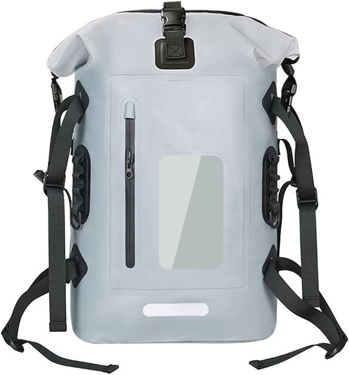 30L Waterproof Backpack Heavy Duty Water Sports Dry Bag Roll Top Waterproof Bag for Kayaking Hiking Swimming Boating BeachGray