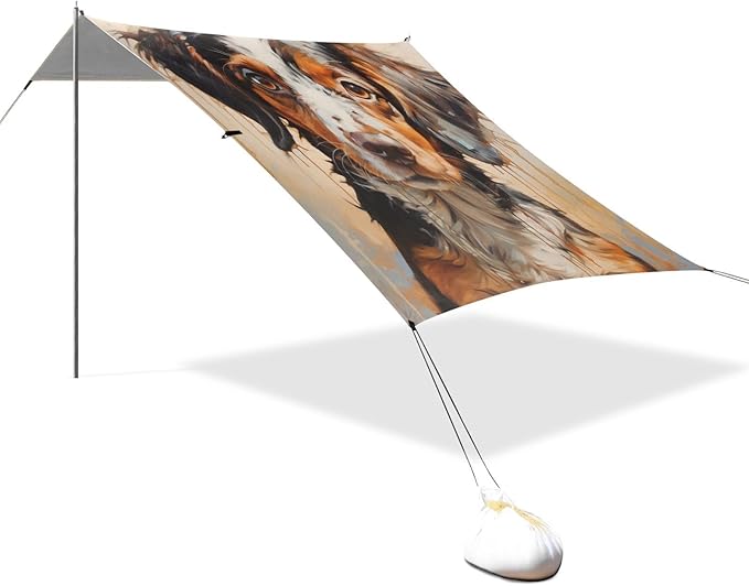 ALAZA Watercolor Cute Dog Beach Tent Sun Shelter Portable Canopy Sunshade for Outdoor Camping Picnics Backyard Fun 10x9 ft