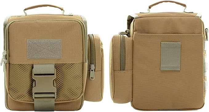 Tactical Messenger Bag Small - Men Military MOLLE Crossbody Pack EDC Belt Pouch with Phone Zippered Pocket(Patch Included) (Khkai)
