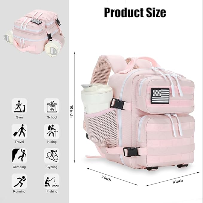 9L Mini Tactical Backpack for Men and Women Tactical Backpack Small for Hiking Small Tactical Bag（Pink）