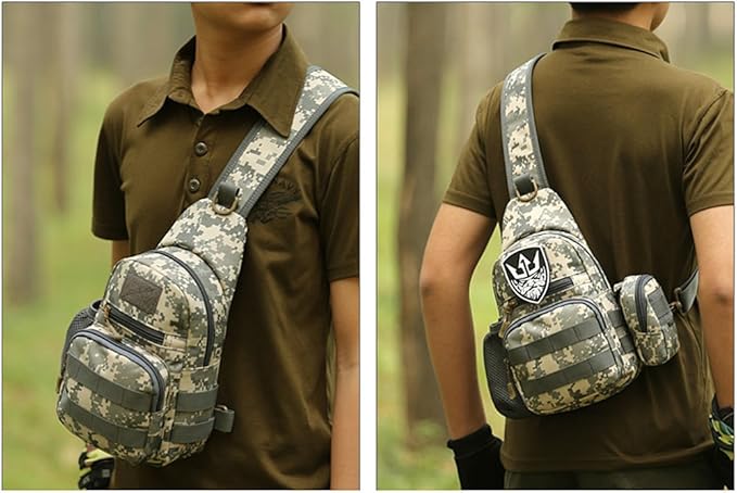 HUNTVP Small Tactical Sling Chest Pack Bag Molle Daypack Backpack Military CrossbodyType1- ACU Camouflage