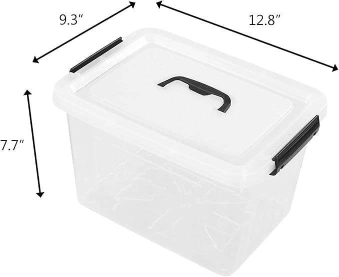 12 Quart Plastic Storage Latch Box Latching Storage Bin with Handle1 Pack