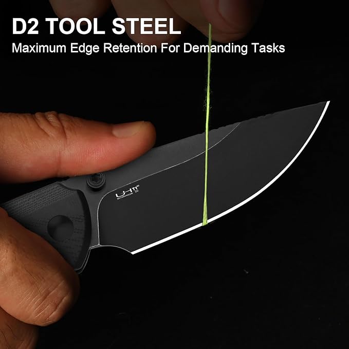 Kizer T1 BD EDC Pocket Knife 3.2 D2 Steel Drop Point Folding Knives with Black G10 Handle Thumb Stud Opener Button Liner Lock for Camping Hiking Fishing V3490.2BM1