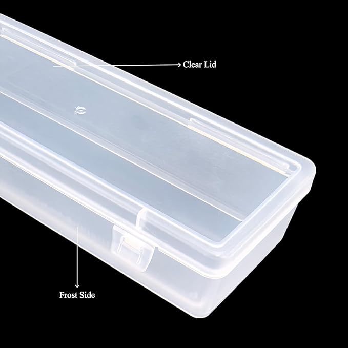8 Pack Rectangular Clear Plastic Storage Containers Box with Hinged Lid for Beads and Other Small Craft Items (6.89 x 2.56 x 1.38 inch)