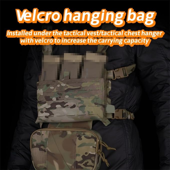 Small Multi-Purpose Task Bag Nylon Utility Pouch With Inner Hook-and-Loop Panel &amp Elastic Straps For Team Activities Tactical Games (25x16cm)