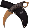 MTECH USA Xtreme – Fixed Blade Knife – Brown TiNite Coated Stainless Steel Hawkbill Blade with Black and Brown G10 Handle and 1680D Nylon Sheath Full Tang Construction EDC Tactical – MX-8140BN