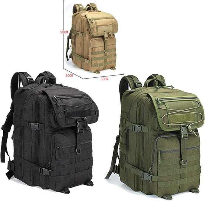 Outdoor Sports Pack Hiking Bag Tactical Rucksack Camo Knapsack Combat Tactical Molle 45L Backpack - Black