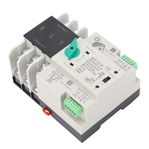 3P 110VPower Automatic Transfer Switch 100A Din Rail Type Mini ATS Backup Emergency Power Electrical Selector Generator Changeover Switch