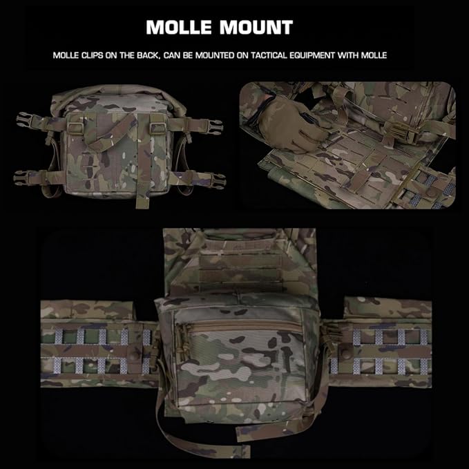 Tactical Chest Rig Expansion PackLarge Capacity MOLLE Admin Open Top PouchWaist Bag Expansion Pack for Split Chest Pack