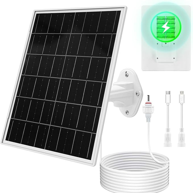 Solar Panel for Trail &amp Game Camera Security Built-in Rechargeable 20000mAh Battery USB-C &amp Micro USB DC (3.5 * 1.35) with Multi-Interfaces 5V Output IP66 Waterproof