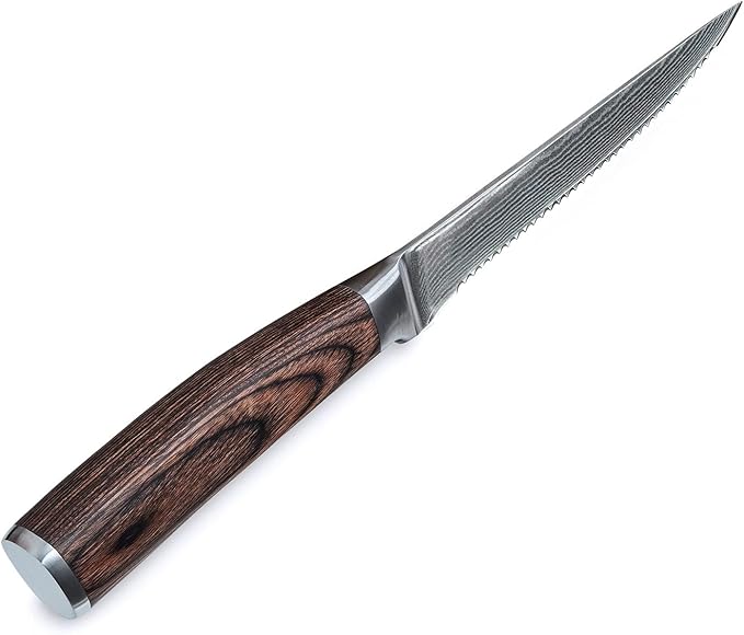 Wakoli EDIB 4-Piece Damascus Steak Knife Set – Professional Dining Kitchen Knives with VG10 Core Blades 67-Layer Damascus Steel &amp Ergonomic Pakkawood Handles – Premium Steak Cutlery in Gift Box