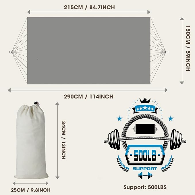 MOSFiATA Backyard Hammock with Tassels Max 500lbs Canvas Fabric Bohemian Style with Thickened Rope and Carry Bag for Outdoor Garden Patio Wedding Decor (White)