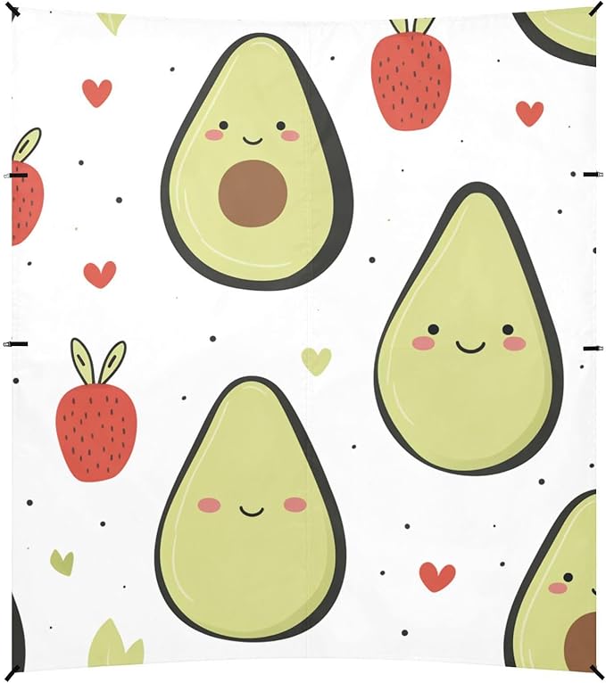 ALAZA Avocado Strawberry Heart Beach Tent Sun Shelter Portable Canopy Sunshade for Outdoor Camping Picnics Backyard Fun 10x9 ft