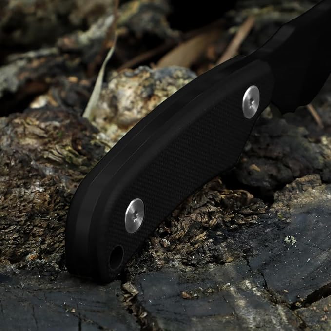Omesio Neck Knife 5.82 Small Fixed Blade Tactical Knife Compact Full Tang EDC Neck Knife with Sheath and Clip Nessmuk D2 Steel G10 Handle Mini Knife Necklace for Outdoor Hiking Camping